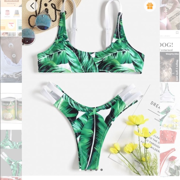 zaful palm leaf bikini